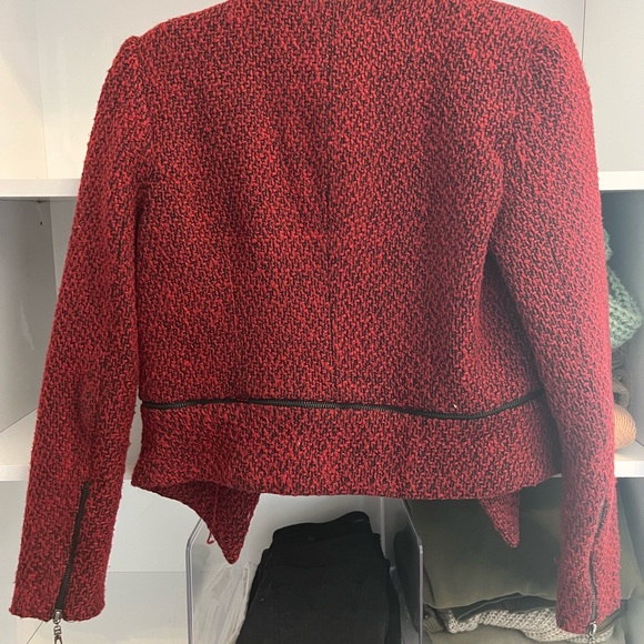 Red Tweed Blazer with Zipper Detail - Picture 4 of 4